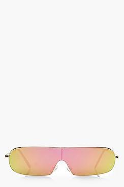 Boohoo Mirrored Lens Slim Sports Sunglasses