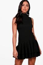 Boohoo Harriet High Neck Sleeveless Drop Hem Shift Dress