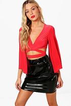 Boohoo Emery Kimono Sleeve Tie Sleeve Front Crop