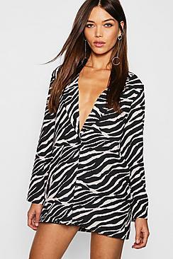 Boohoo Zebra Lightweight Blazer