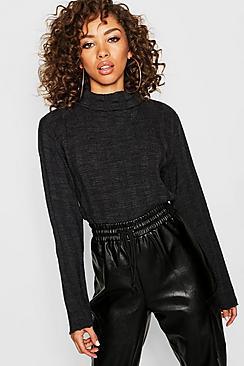 Boohoo Roll Neck Rib Knit Sweater