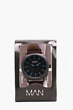 Boohoo Tan Watch With Turquoise Detail