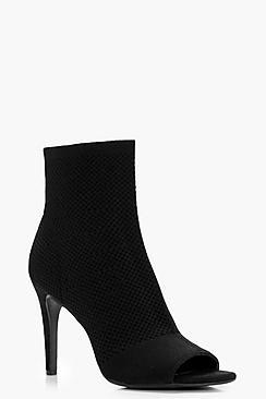 Boohoo Mid Heel Knitted Shoe Boots
