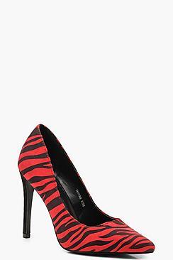 Boohoo Zebra Pointed Court Shoes