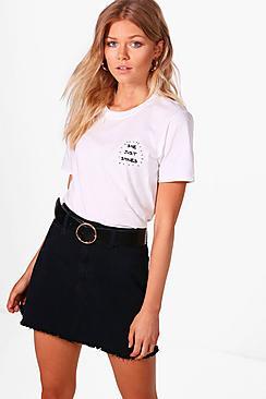 Boohoo Petite Sophie She Shines Slogan Tee