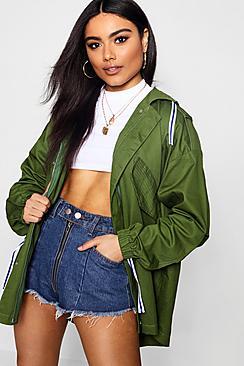 Boohoo Tamara Sports Tape Trim Parka
