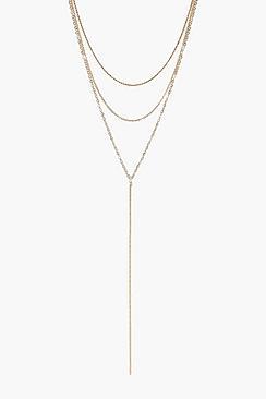 Boohoo Rebecca Skinny Layered Plunge Necklace