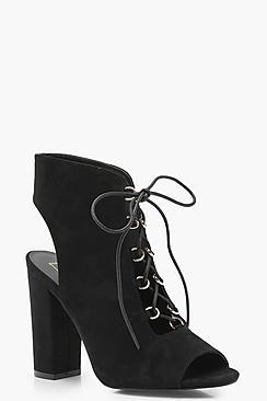 Boohoo Libby Peeptoe Open Lace Shoe Boot