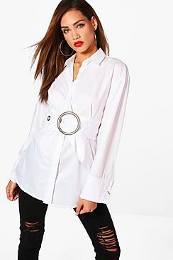 Boohoo Tall Harper Belted Oversized Shirt