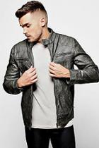 Boohoo Grandad Collar Multi Zip Pu Biker Jacket