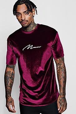 Boohoo Muscle Fit Man Foil Velour Longline T-shirt