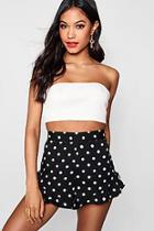 Boohoo Tanya Polka Dot Ruffle Hem Runner Shorts