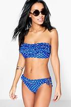 Boohoo Lille Polka Dot Ruffle Bandeau Bikini