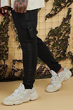 Boohoo Jersey Cargo Jogger With Side Tape