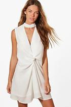 Boohoo Jemima Chocker Knot Front Shift Dress