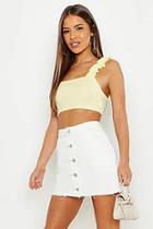 Boohoo Petite Button Front Contrast Stitch Skirt