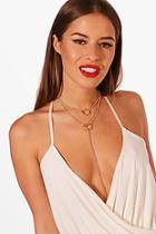 Boohoo Jemima Layered Circle Plunge Necklace