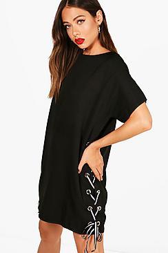 Boohoo Pheobe Lace Up Side Shift Dress