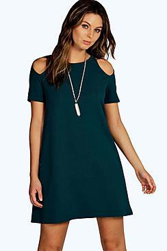 Boohoo Delia Cut Out Shoulder Shift Dress