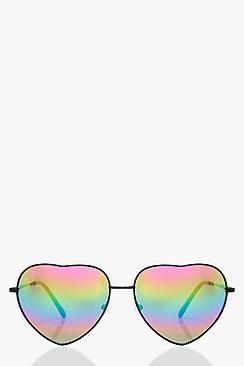 Boohoo Rosie Heart Shaped Mirrored Lens Sunglasses
