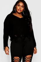 Boohoo Plus Slouchy Raw Hem Jumper