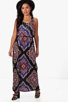 Boohoo Petite Melissa Paisley Print Twist Back Maxi Dress