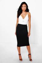 Boohoo Azalea Scuba Panelled Midi Skirt Black