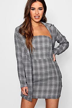 Boohoo Petite Lisa Woven Bodycon & Blazer Co-ord