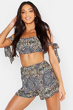 Boohoo Mirrored Animal Tie Sleeve Beach Co-ord
