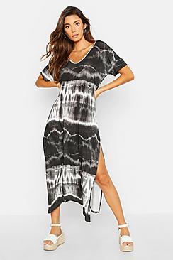 Boohoo Tie Dye Oversized Midaxi T-shirt Dress