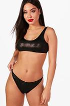 Boohoo Imogen Wet Look Basic Bikini