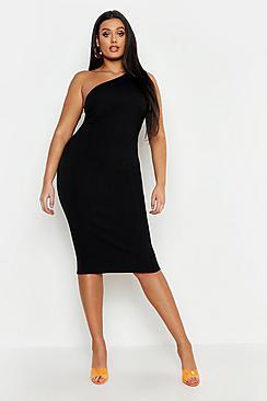 Boohoo Plus One Shoulder Bandage Midi Dress