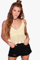 Boohoo Maria Lace Up Knitted Top Yellow