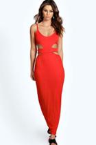 Boohoo Clara Cutout Side Maxi Dress Orange