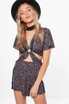 Boohoo Olivia Cut Front Playsuit Multi
