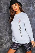 Boohoo Minnie Script Crew Neck Sweater