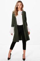 Boohoo Bethany Pocket Duster Khaki