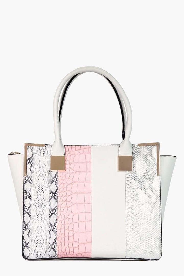 Boohoo Bella Multi Panel Structured Day Bag Grey