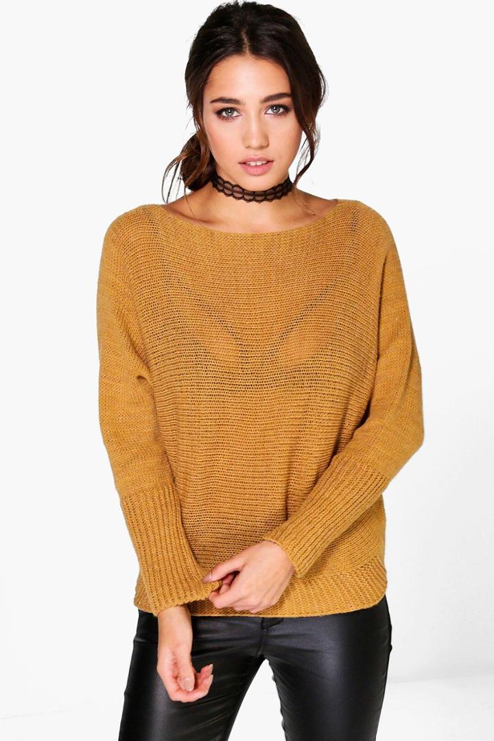 Boohoo Freya Batwing Jumper Mustard