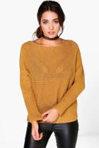 Boohoo Freya Batwing Jumper Mustard