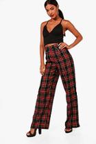 Boohoo Naomi Woven Wide Leg Tonal Tartan Trouser