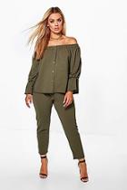 Boohoo Plus Amy Off The Shoulder Top + Trouser Co-ord