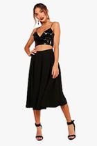 Boohoo Hannah Box Pleat Crepe Longline Skater Skirt