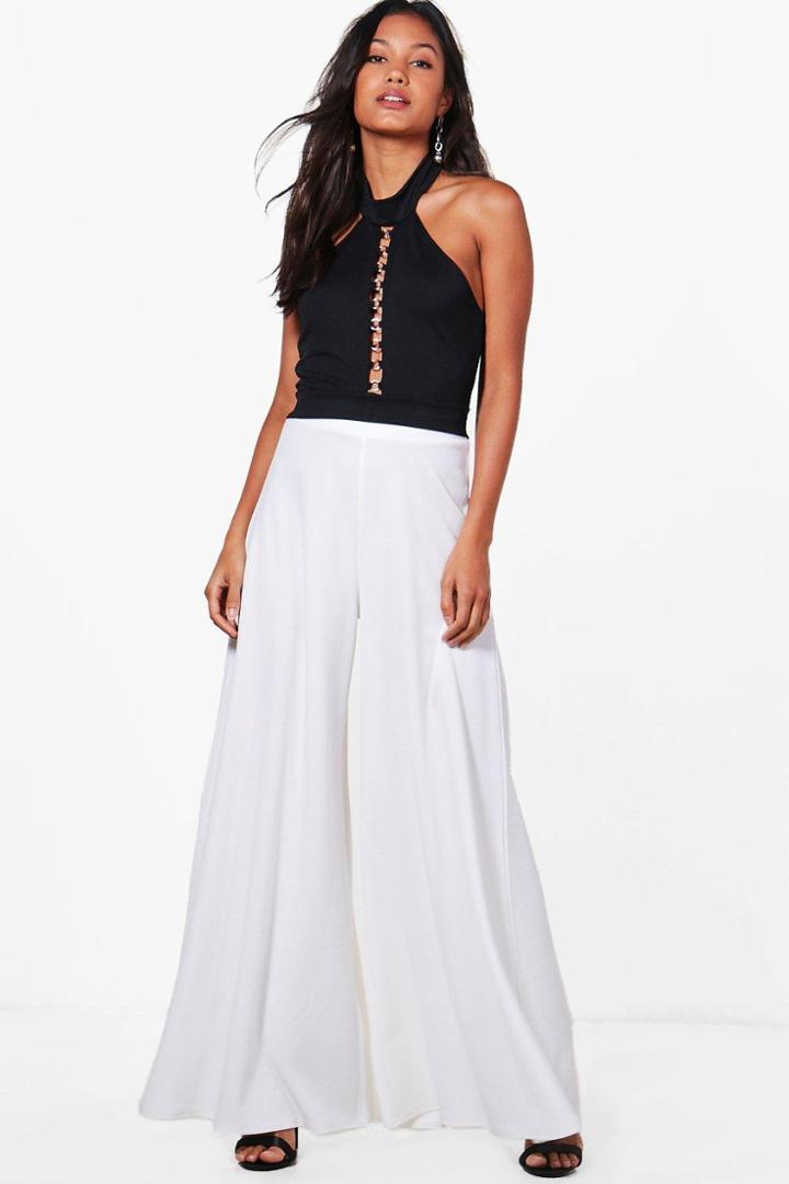 Boohoo Arabella Extreme Wide Leg Trousers Ivory