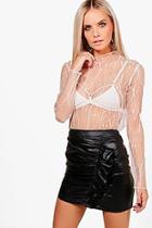 Boohoo Petite Lizzie High Neck Barely There Mesh Top