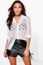 Boohoo Lily Oversized Laced Shirt White
