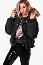 Boohoo Macy Boutique Ruched Back Padded Coat