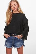 Boohoo Sarah 3/4 Sleeve Fringe Cuff Jumper