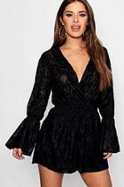 Boohoo Petite Sophie Patented Mesh Wrap Playsuit