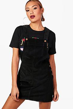 Boohoo Aimee Cord Pinafore Dress